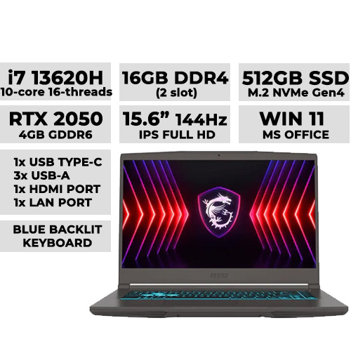 MSI Thin 15 B12UC-1432PH Gaming Laptop 15.6" IPS 144Hz | i7-13620H | 16GB | 512GB NVMe | RTX 2050 4GB